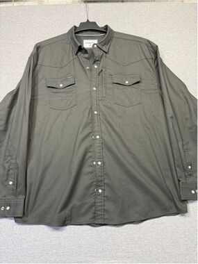 Men's Western PONCHO Pearl Snap Down Shirt XXL Gray